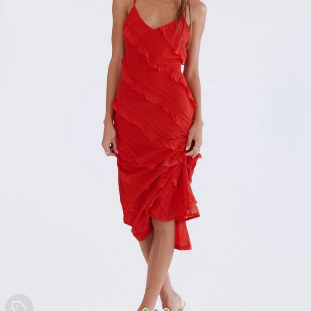 Princess Polly Red Ruffle Maxi